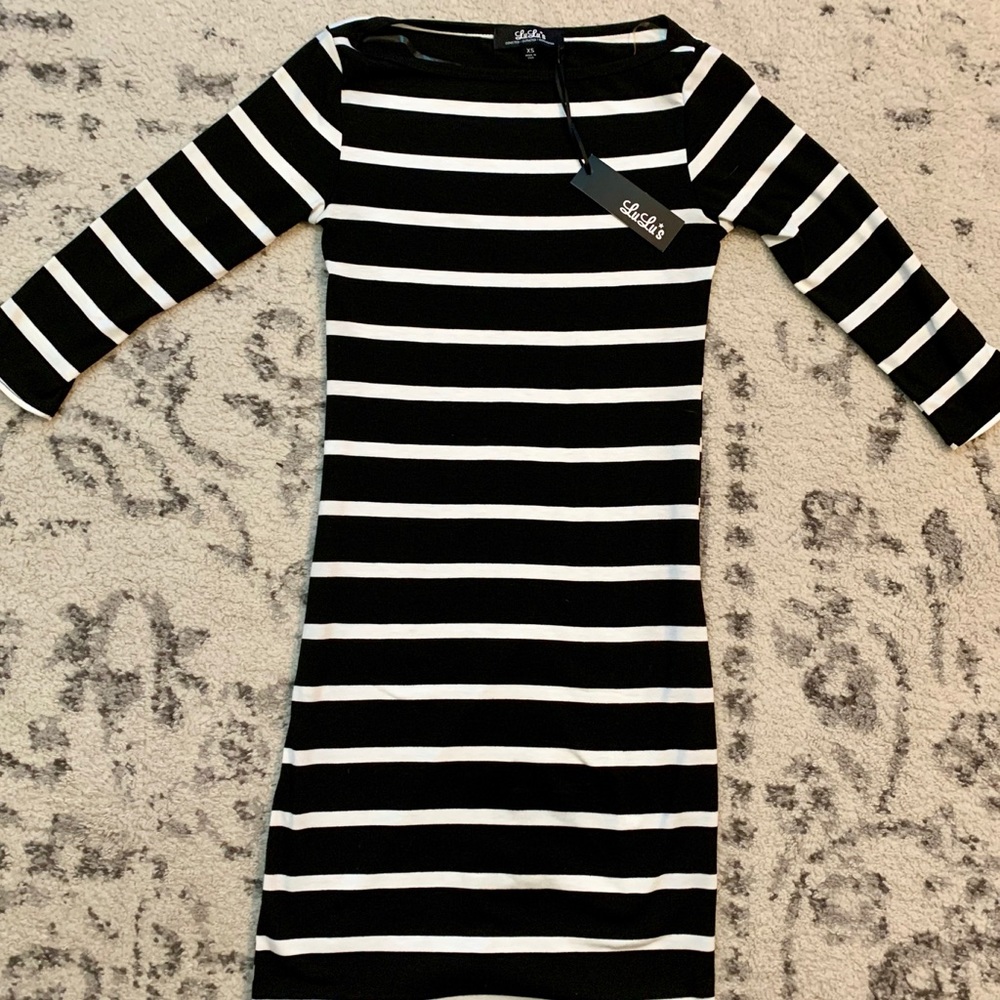 NWT Lulu’s Black and White Mini Dress
